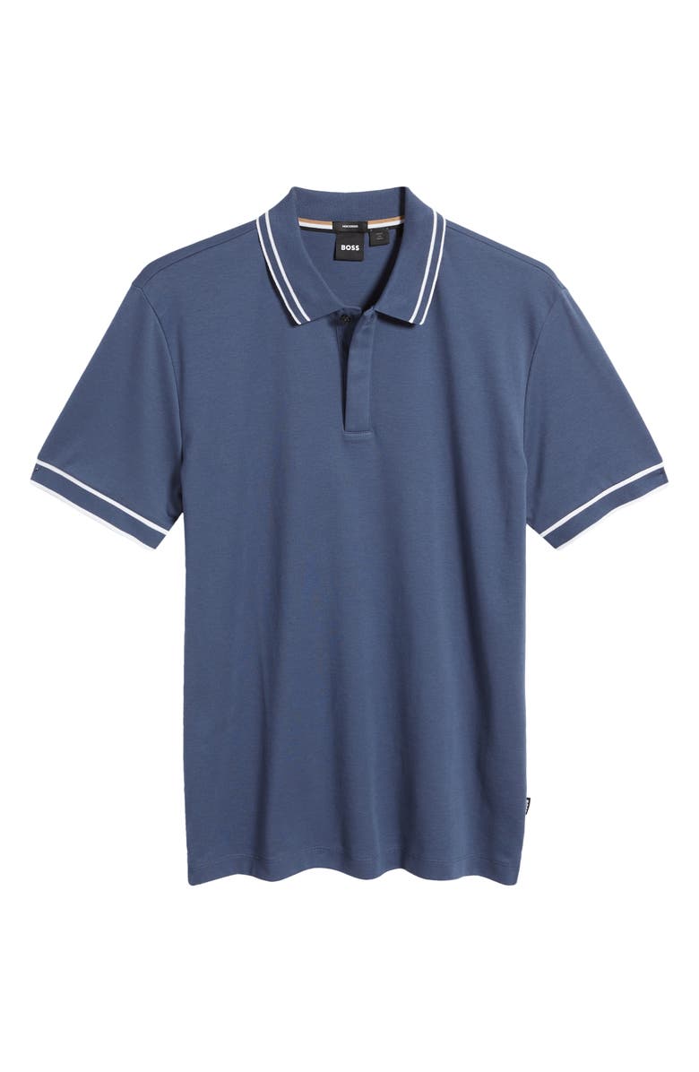 BOSS Parlay Tipped Cotton Polo, Alternate, color, Open Blue