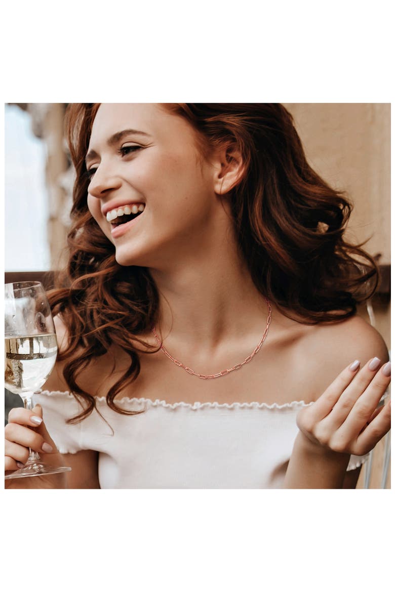Polished Paper Clip Chain Necklace & Bracelet Set, 3.5mm, Alternate, color, ROSE