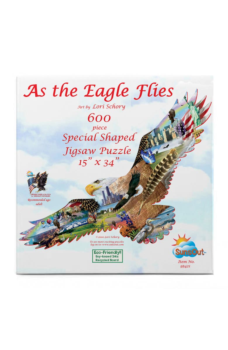 Sunsout As the Eagle Flies 600 piece Jigsaw Puzzle for Adults Special Shape, Alternate, color, Multicolor