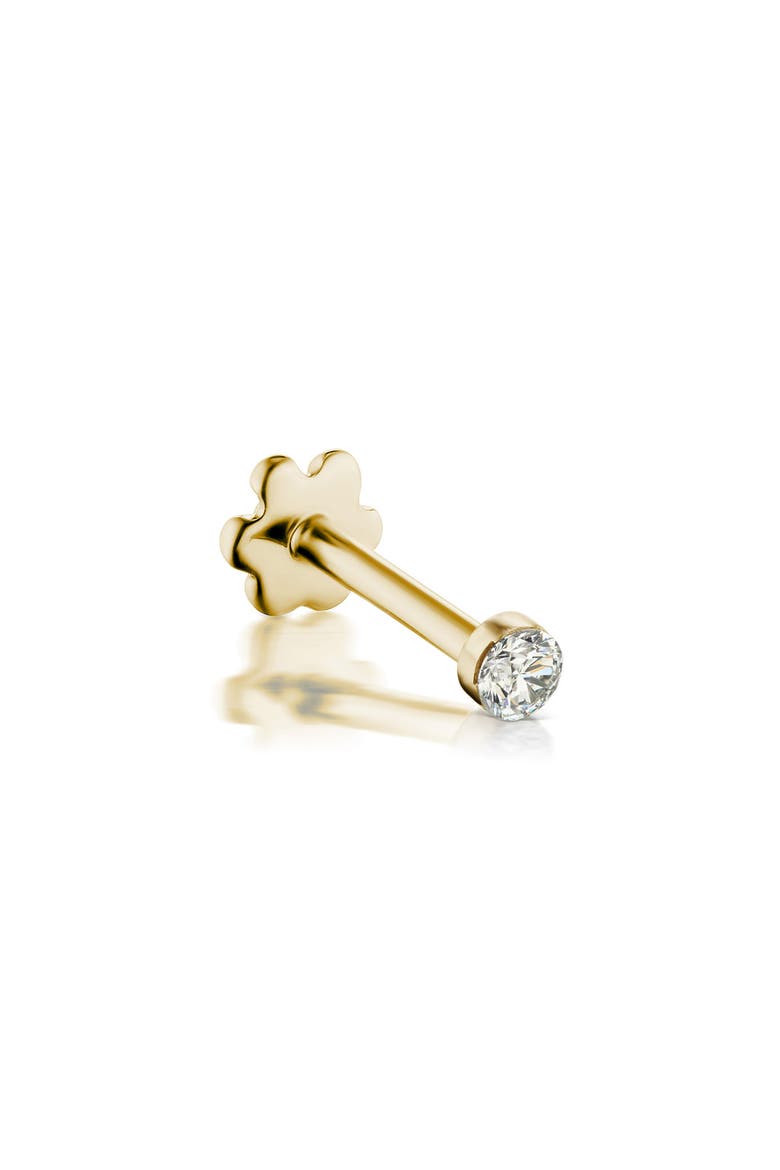 Single Invisible Set Diamond Stud Earring, Main, color, YELLOW GOLD