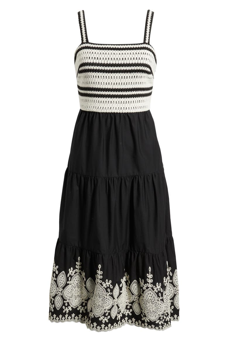 Crochet Embroidered Midi Sundress, Alternate, color, NAT BLACK