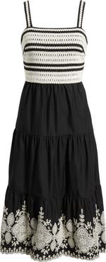 Eliza J Crochet Embroidered Midi Sundress
