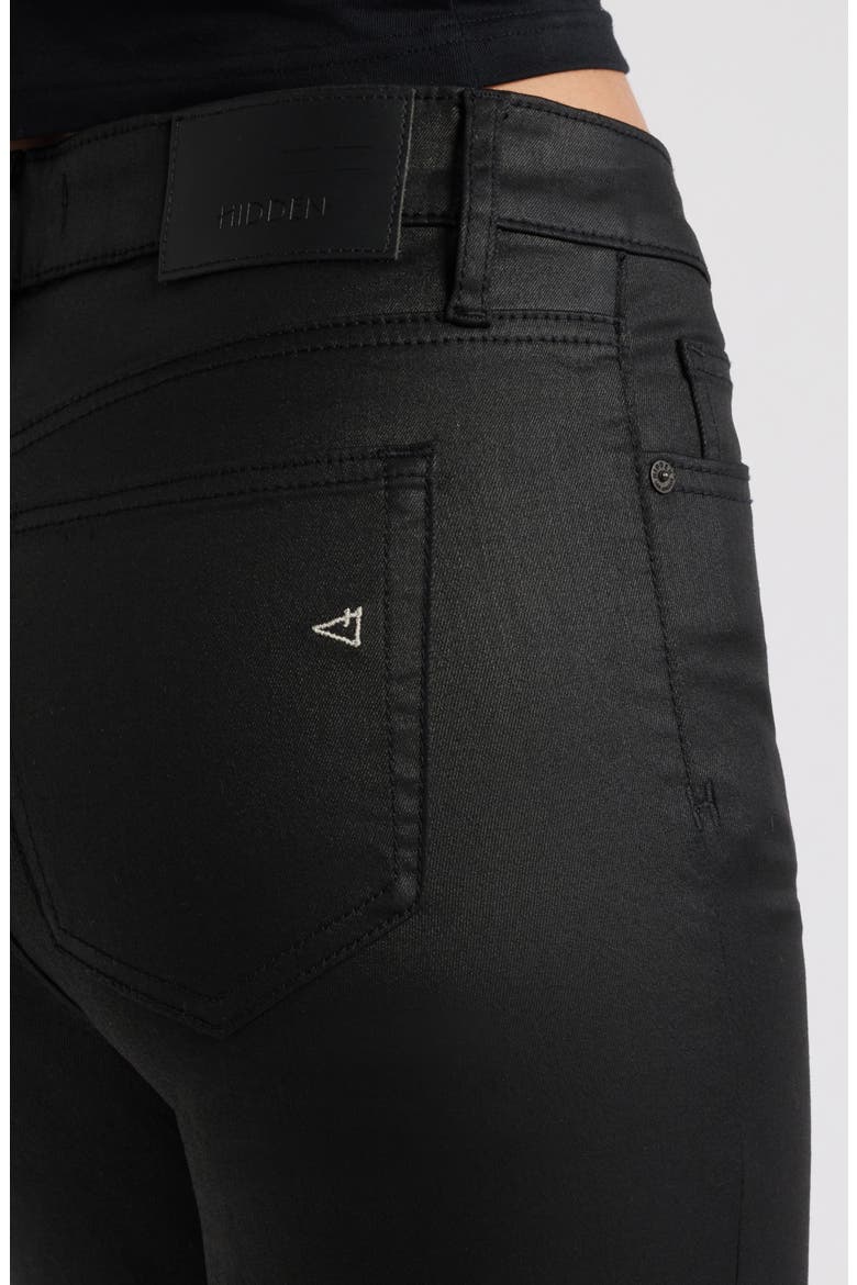 Coated Flare Jeans, Alternate, color, BLACK