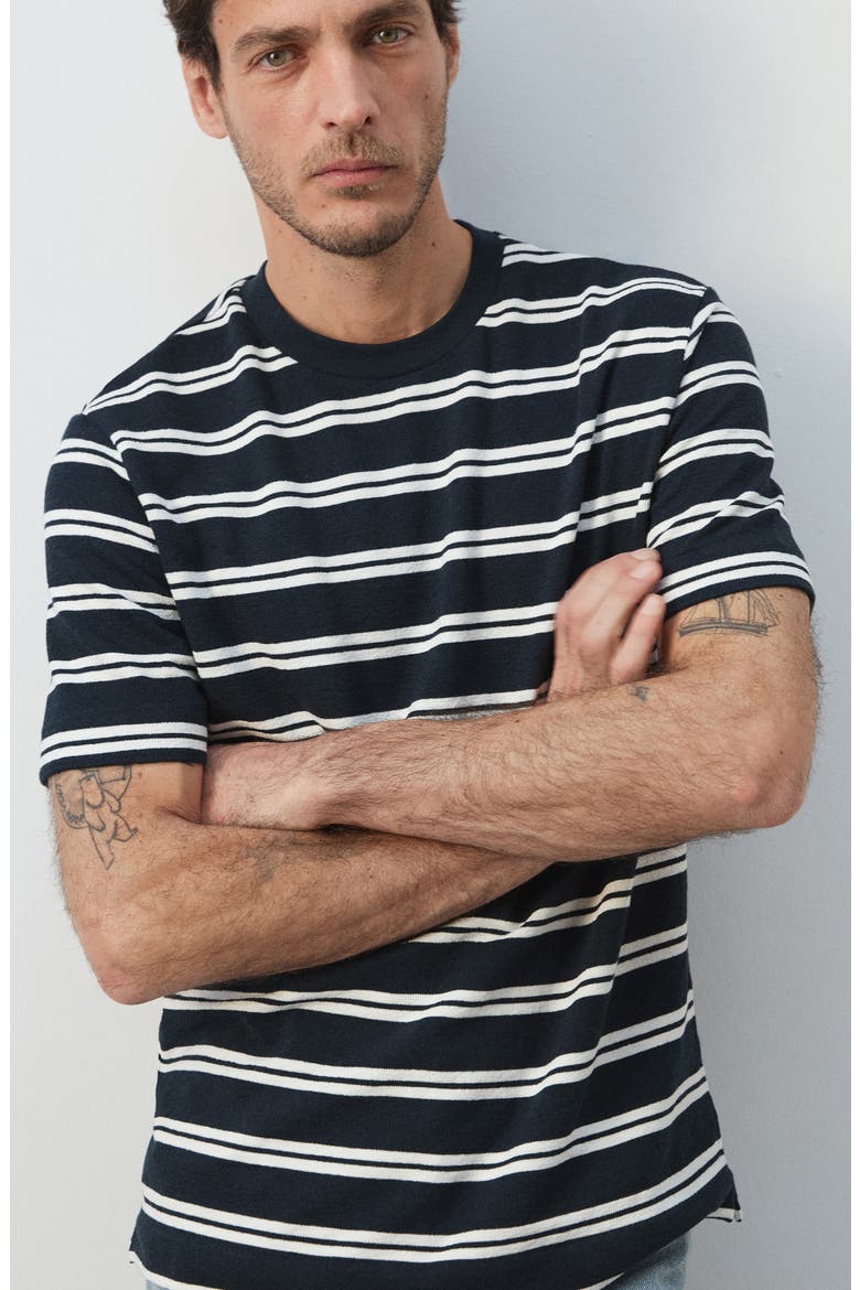 Regular Fit Stripe Cotton Blend T-Shirt, Alternate, color, NAVY