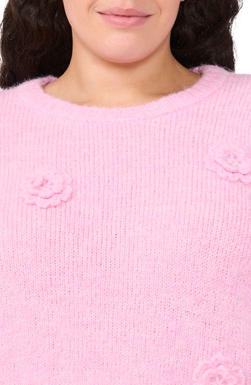 Cece Women's Beaded Love Script Crewneck Long-sleeve Sweater In Corsage