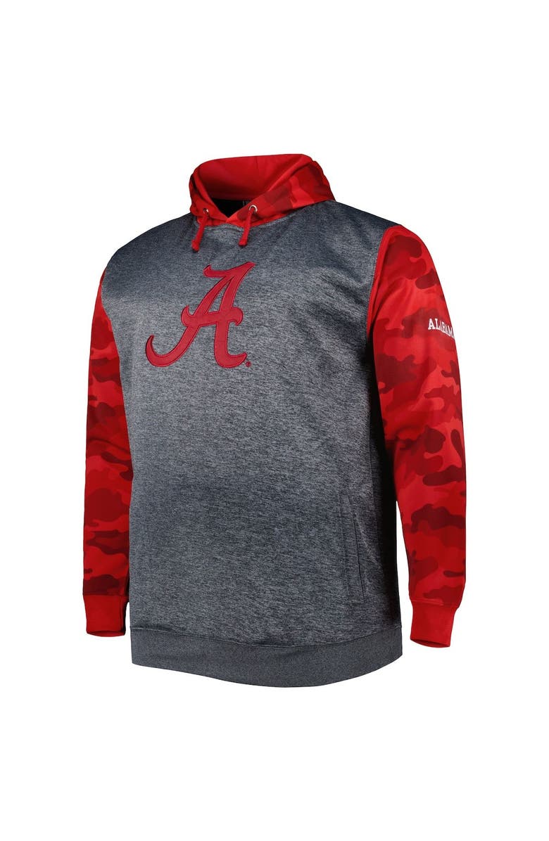 PROFILE Men's Heather Charcoal Alabama Crimson Tide Big & Tall Raglan Fleece Pullover Hoodie, Alternate, color, 