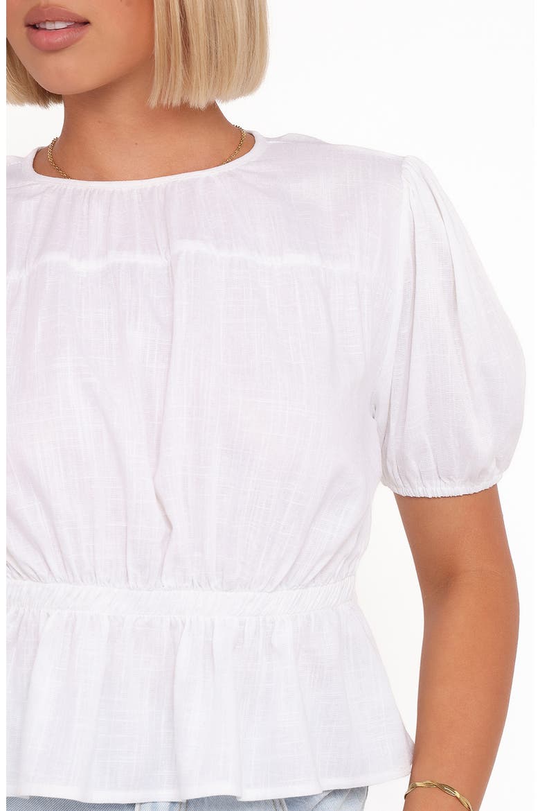 Solstice Cotton & Linen Blend Peplum Top, Alternate, color, WHITE