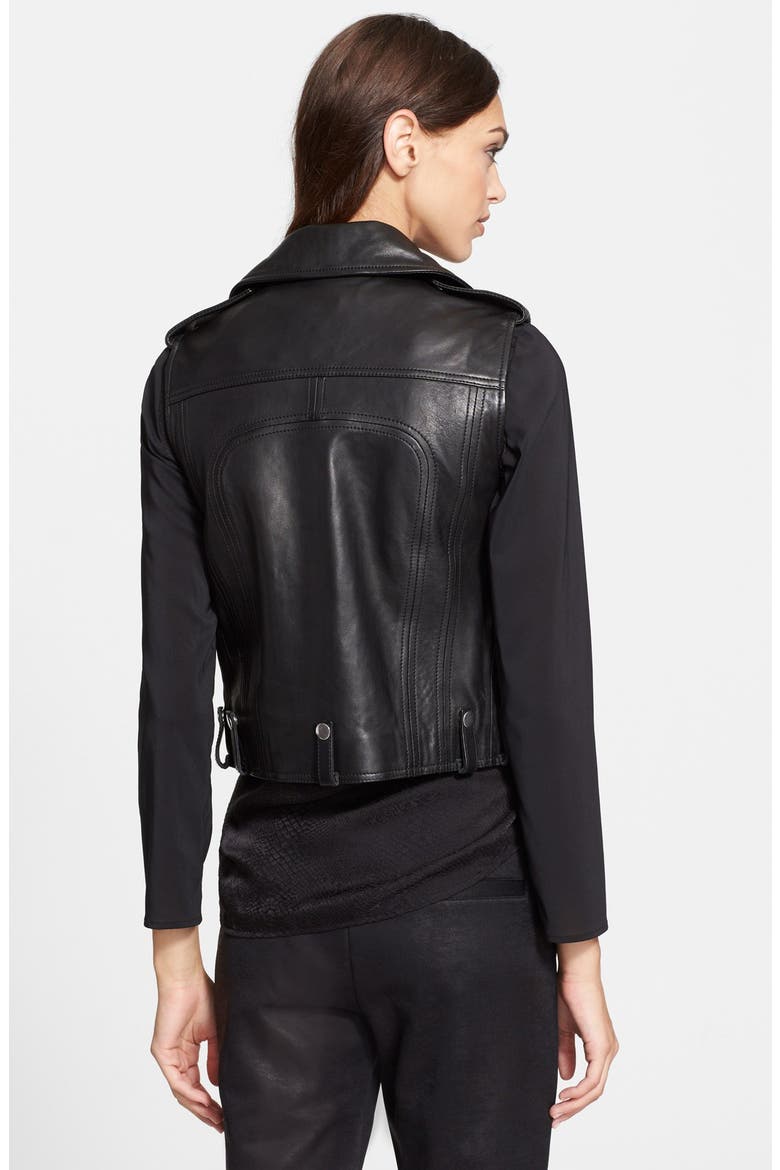 Leather Moto Vest, Alternate, color, BLACK