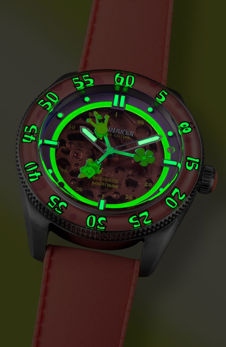 SPINNAKER x SpongeBob SquarePants Croft Midsize Automatic Rubber Strap Watch, 40mm, Alternate, color,