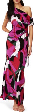 Diane von Furstenberg Eliana Abstract Geo Print One-Shoulder Maxi Dress