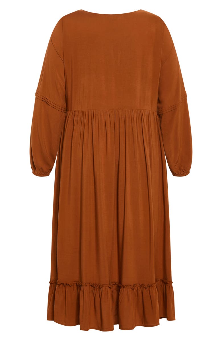 City Chic Alena Long Sleeve Midi Dress, Alternate, color, Masala