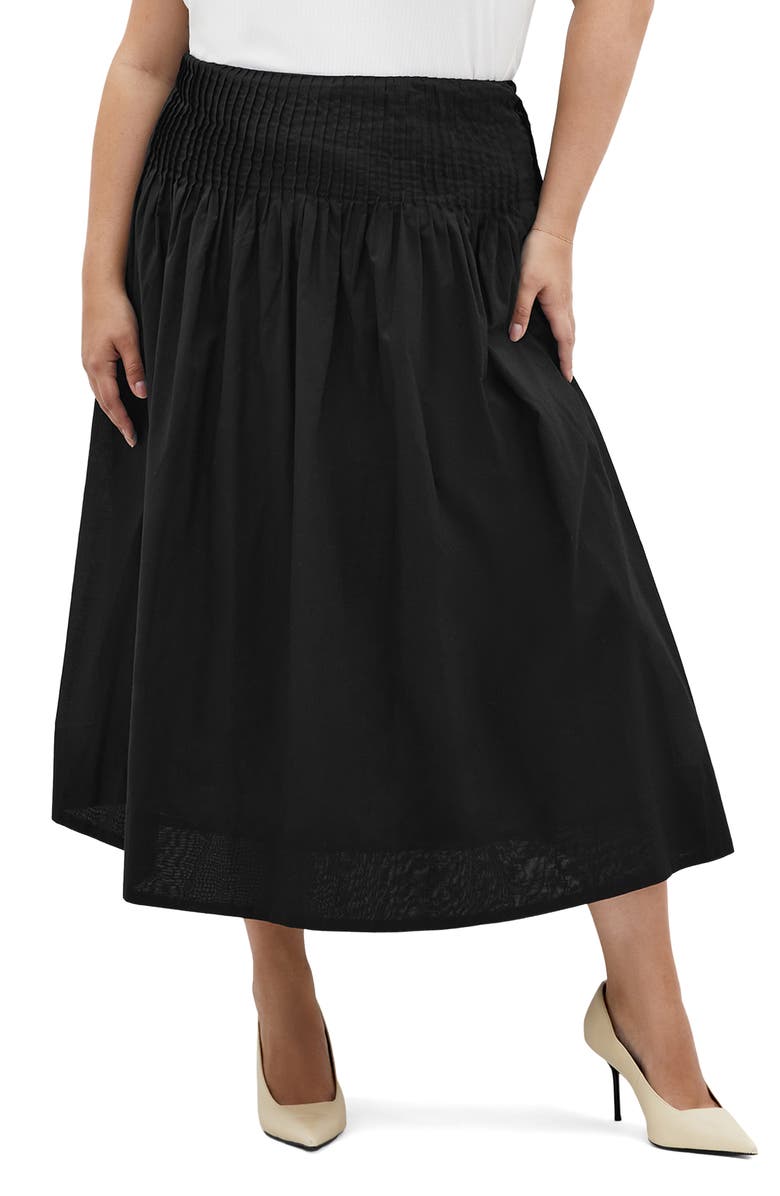 City Chic Haven Pleated Midi A-Line Skirt, Main, color, 