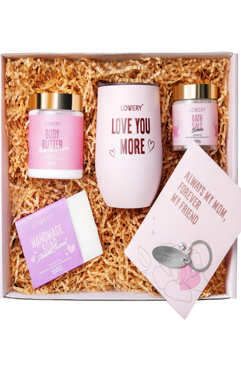 Lovery Mom To Be Self Care Gift Relaxing Pregnancy Kit 8 Piece, Alternate, color, Light Pink