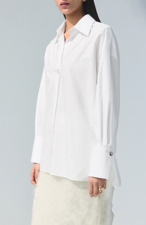 One-Button Cotton Poplin Shirt