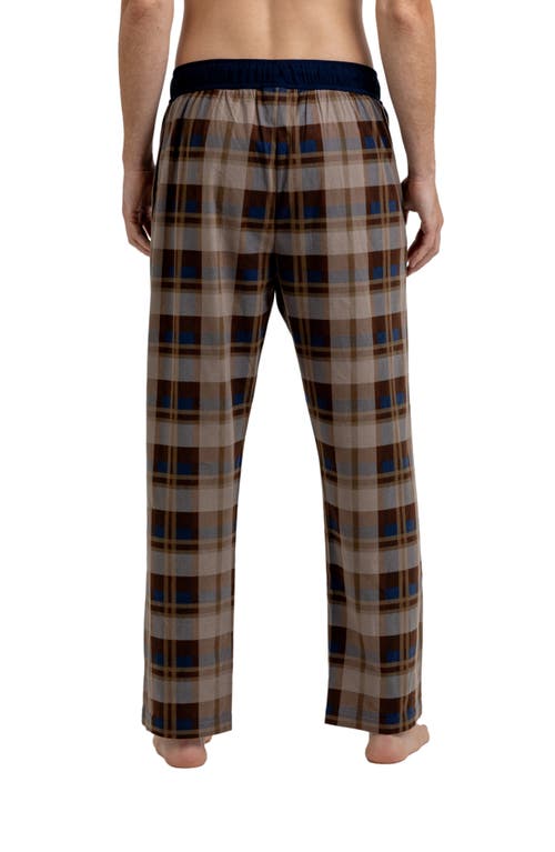 Rainforest Brushed Plaid Flannel Lounge Pants In Brown/blue
