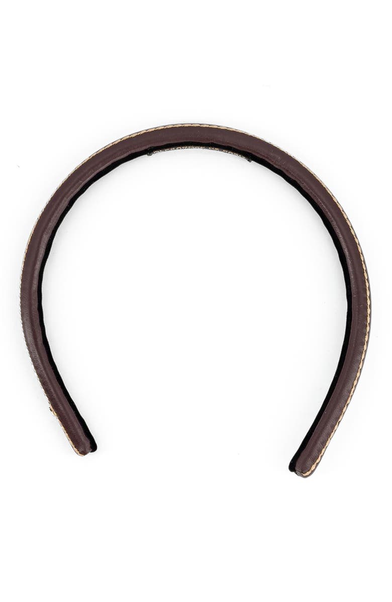 Alexandre de Paris Sellier Leather Headband, Main, color, Dark Brown