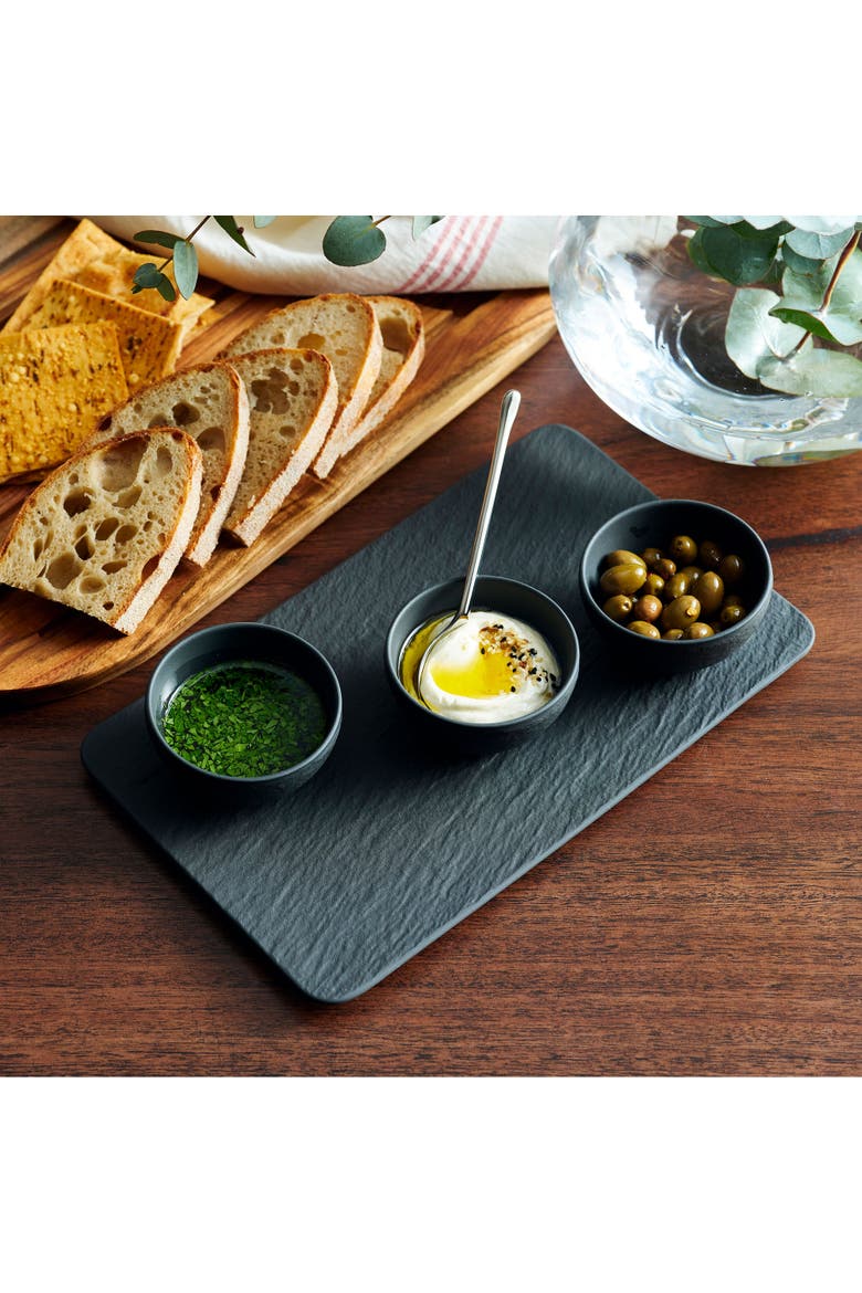 Manufacture Rock Dip Bowl & Tray, Alternate, color, black