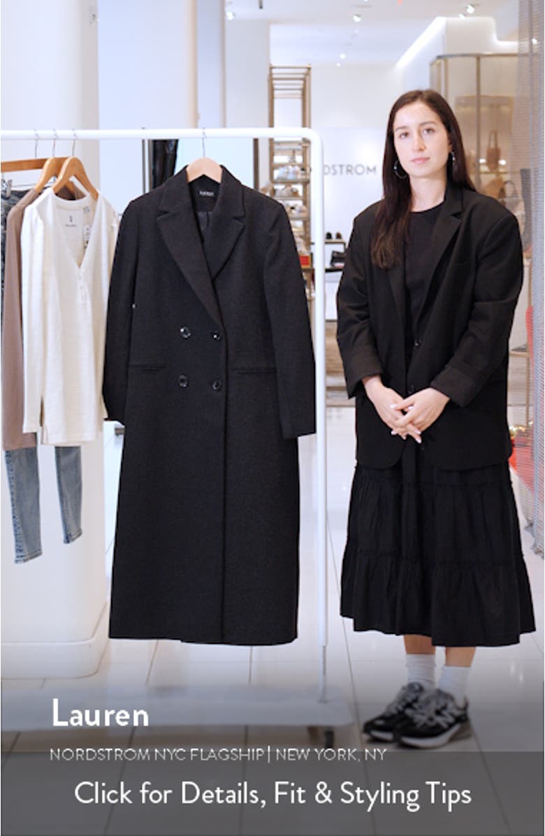 Double Breasted Wool Blend Reefer Coat, sales video thumbnail
