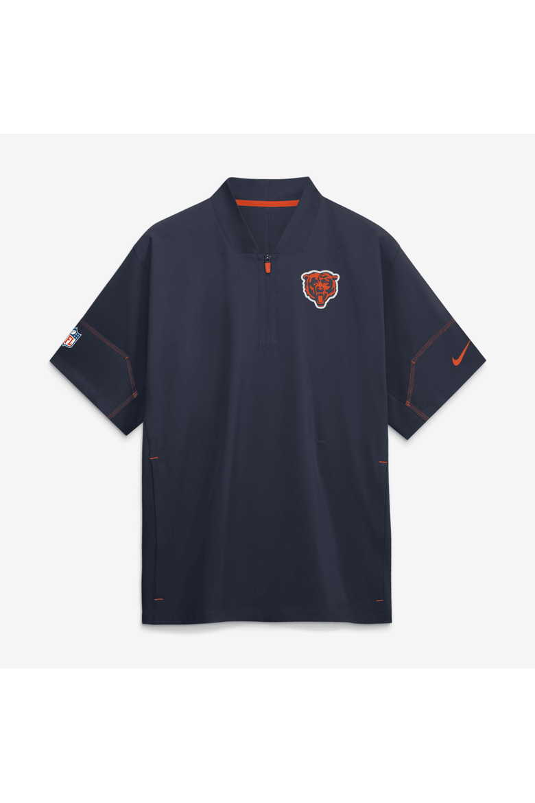 Men's Nike Navy Chicago Bears Sideline Short Sleeve Quarter-Zip Coaches Jacket, Main, color, Navy