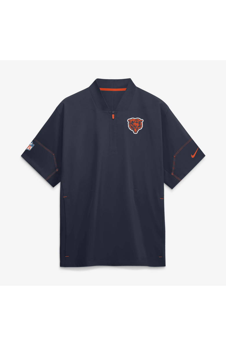 Nike Men's Nike Navy Chicago Bears Sideline Short Sleeve Quarter-Zip Coaches Jacket, Main, color, Navy