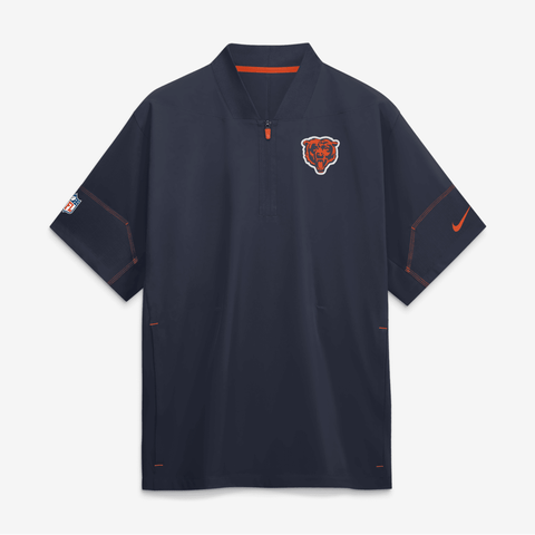 Men's Nike Navy Chicago Bears Sideline Short Sleeve Quarter-Zip Coaches Jacket