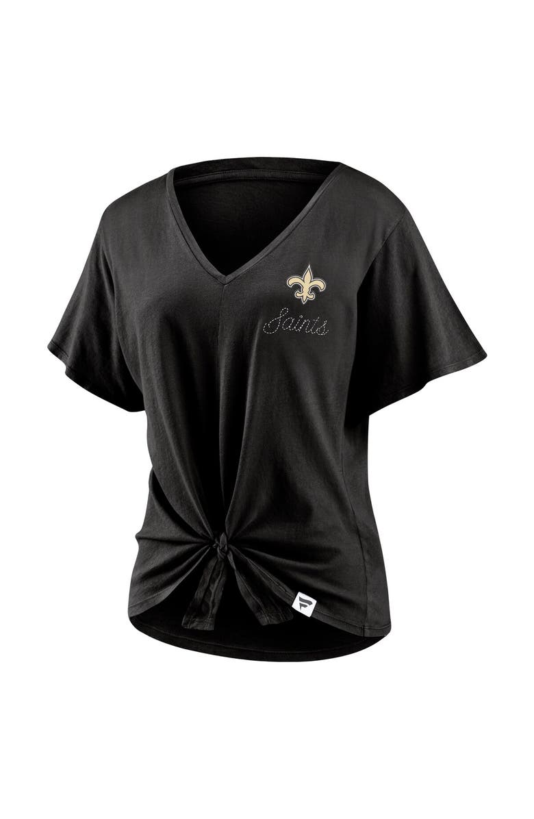 FANATICS Women's Fanatics Branded Black New Orleans Saints Sport Resort Tie Front V-Neck T-Shirt, Alternate, color, 
