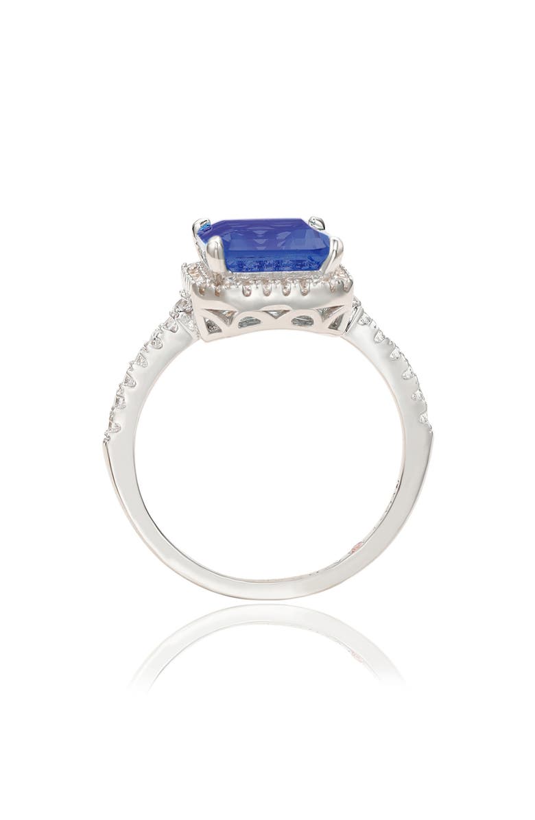SUZY LEVIAN Blue Cubic Zirconia Halo Engagement Ring, Alternate, color, Blue