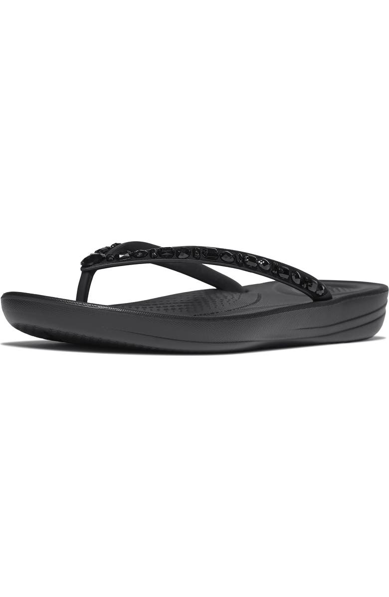 FitFlop iQushion<sup>™</sup> Crystal Strap Flip Flop, Alternate, color,