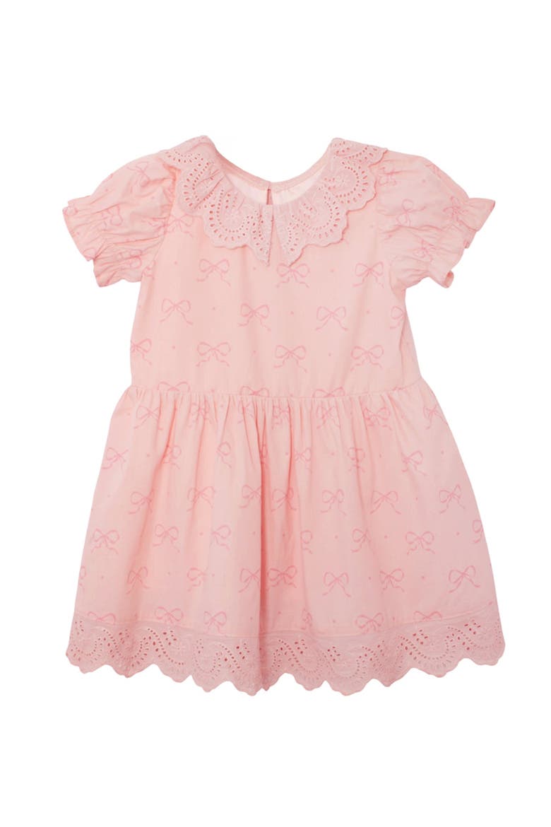 Lacy Bowkisses Short Sleeve Dress, Main, color, Pink