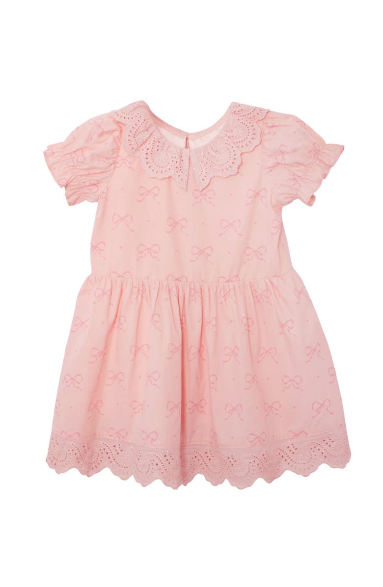 Mabel + Honey Lacy Bowkisses Short Sleeve Dress, Main, color, Pink