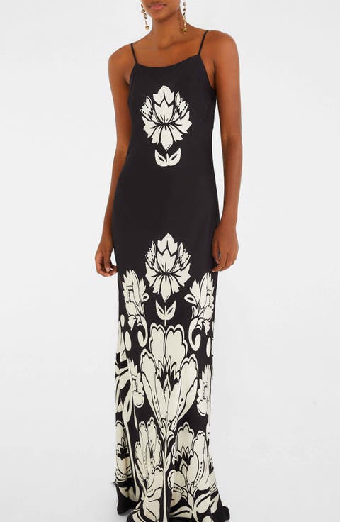 Floral Arabesque Maxi Slipdress