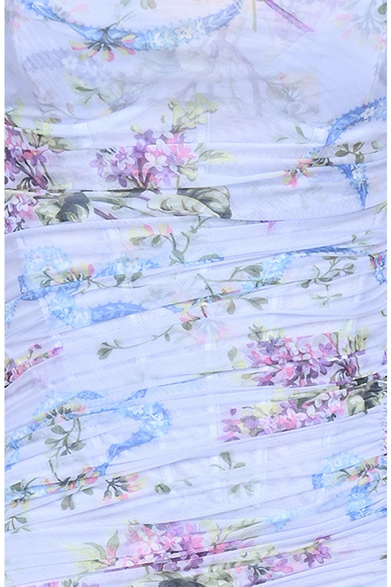 Lini Corset Chiffon Gown, Alternate, color, BLUE FLORAL PRINT
