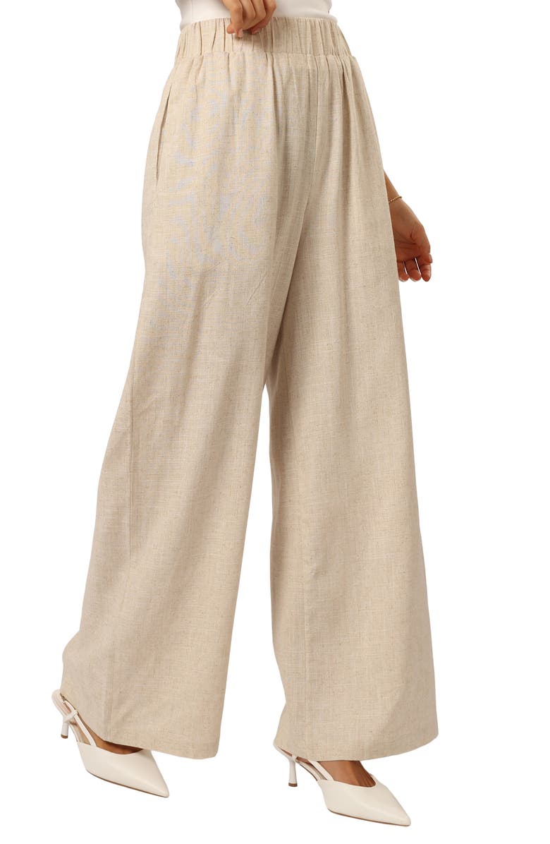 Petal & Pup Soraya Wide Leg Pants, Main, color, Oatmeal