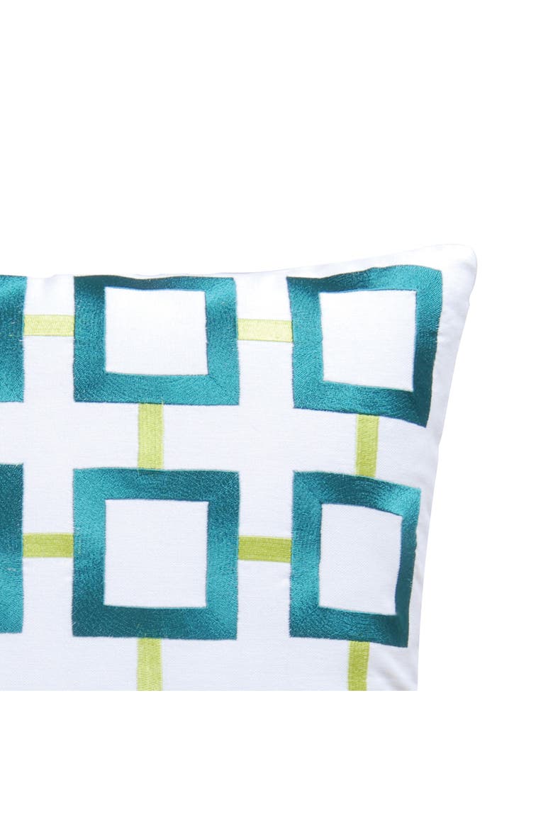 Aqua Geometric Squares Accent Throw Pillow 18" x 18", Alternate, color, Green