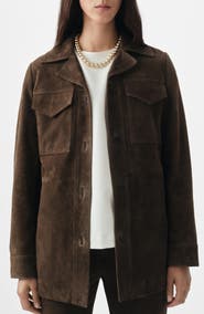 MANGO Selection Patch Pocket Goatskin Suede Jacket