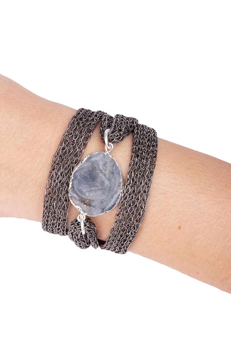 SAACHI Agate Stone Chain Bracelet, Alternate, color, Grey