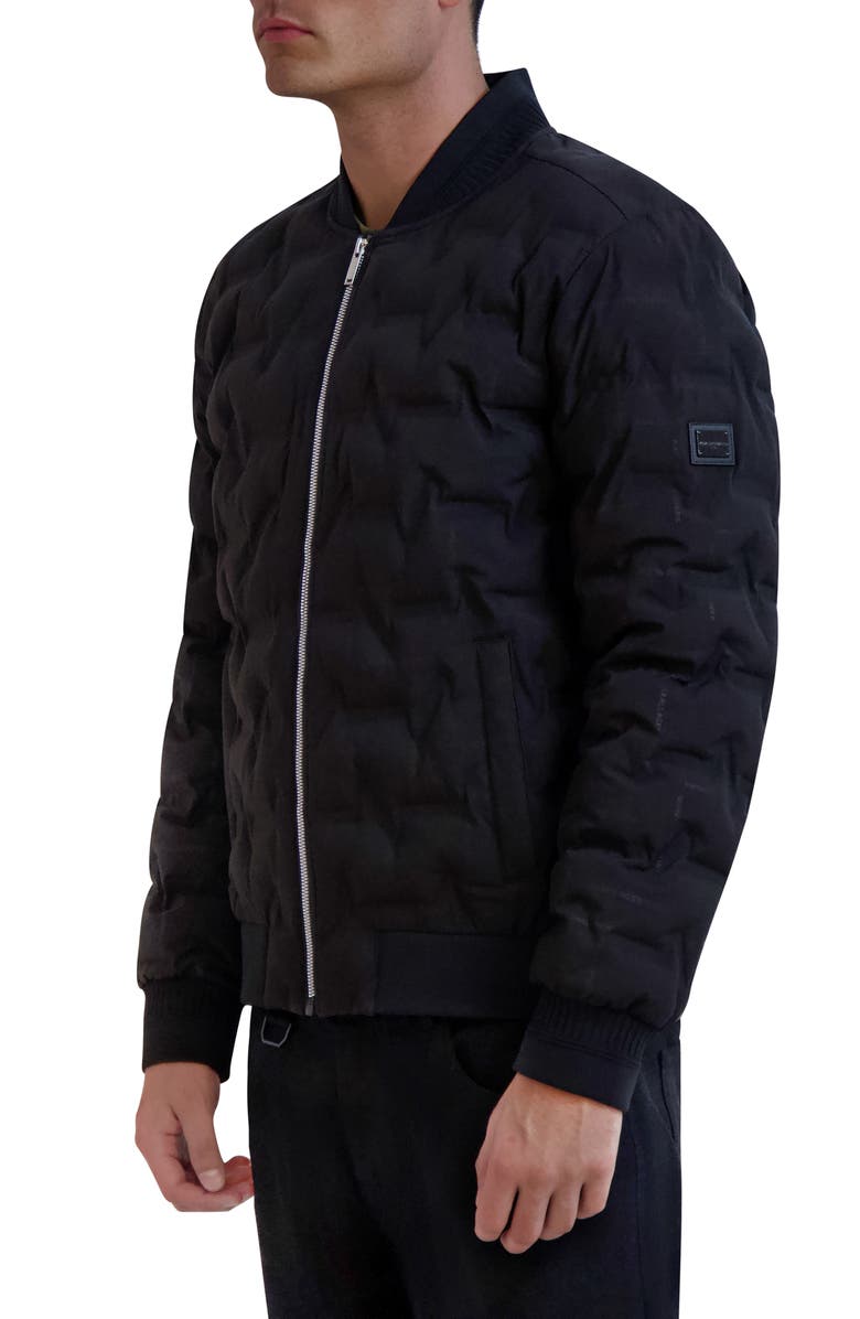 KARL LAGERFELD PARIS Heat Sealed Quilted Bomber Jacket, Alternate, color, Black