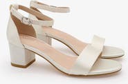Kailee P Naomi Satin Block Heel Wedding Sandals with Ankle Strap