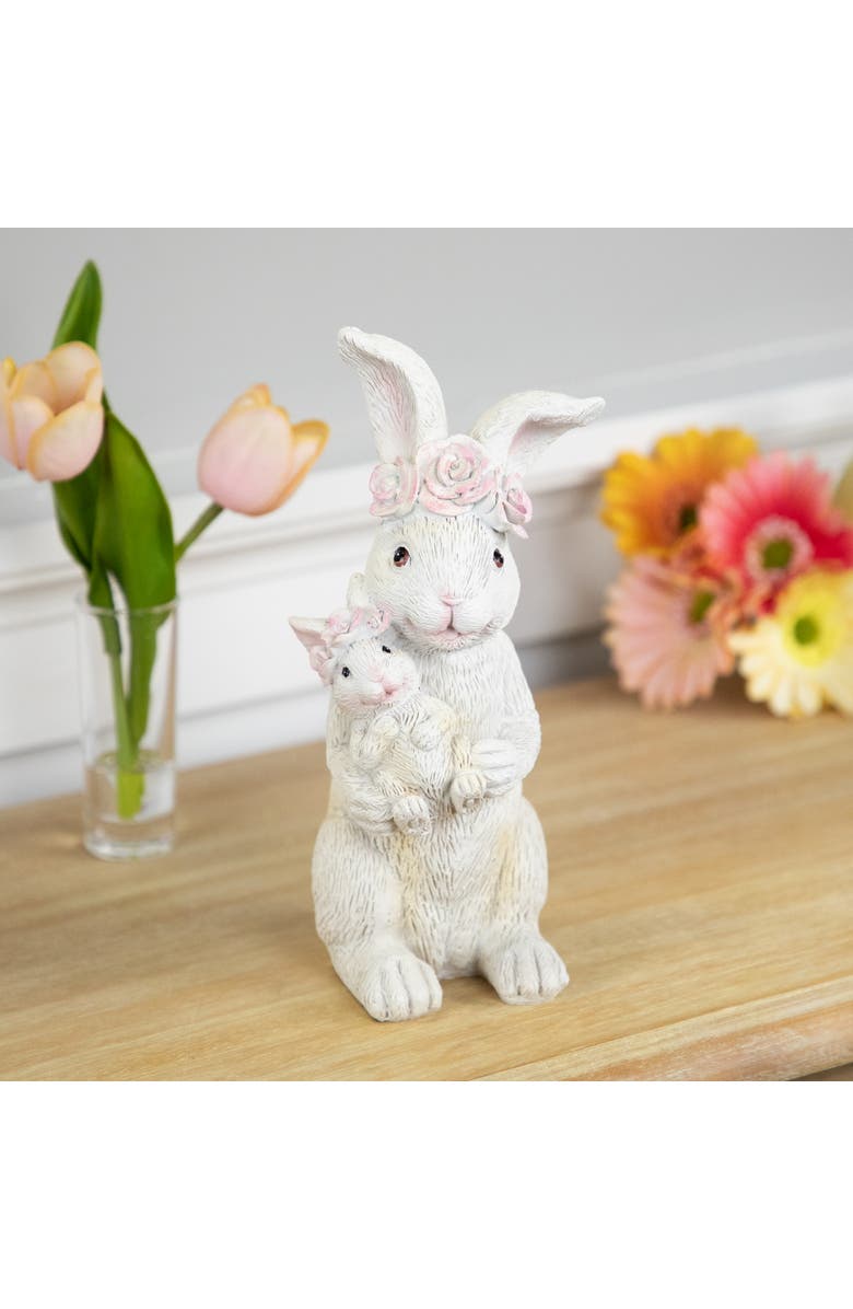 Northlight Mother and Baby Bunny Outdoor Garden Easter Statue - 9.25", Alternate, color, White