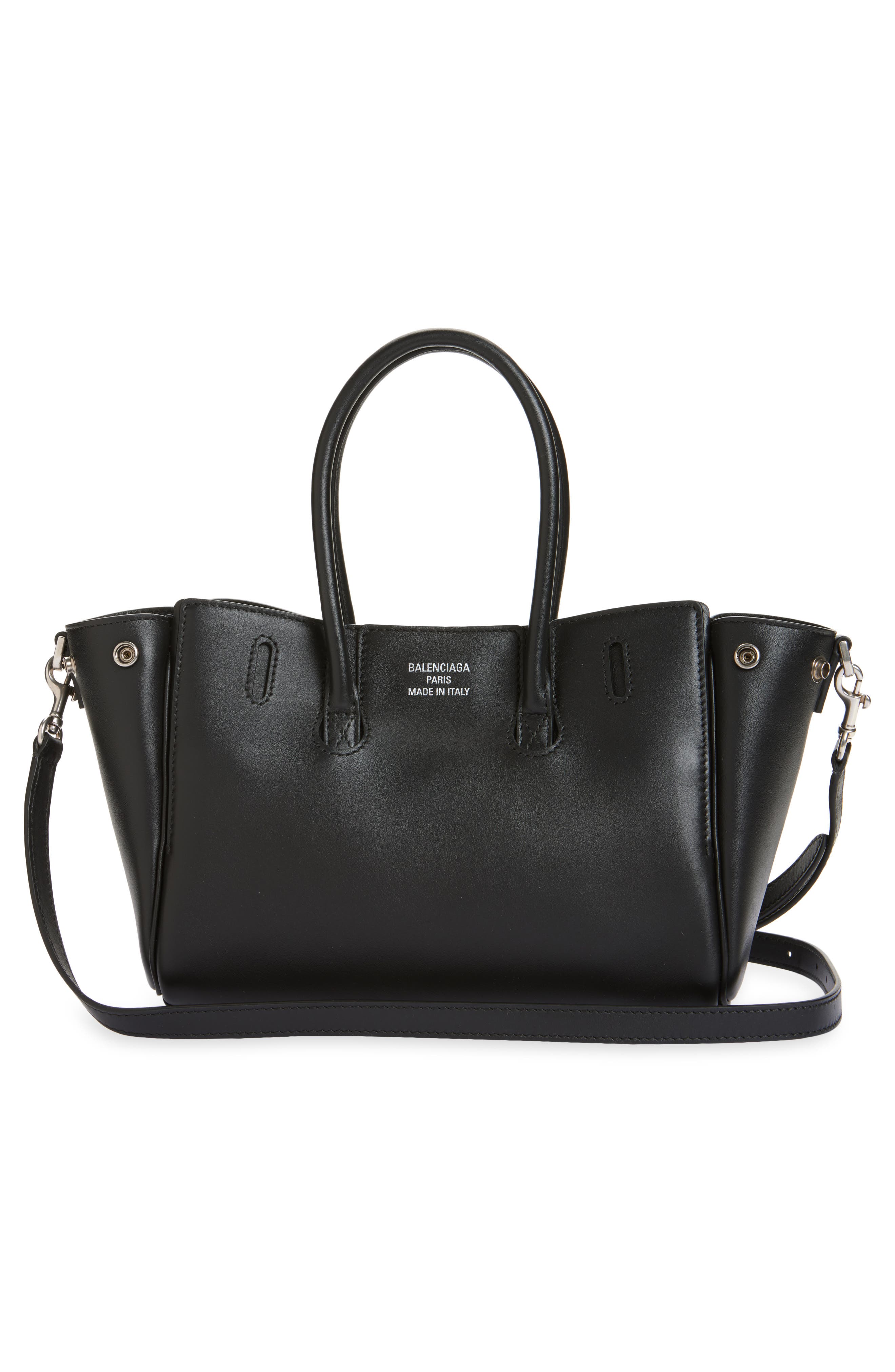 Balenciaga Small Bel Air Leather Carry All Bag, Alternate, color, 1000 Black