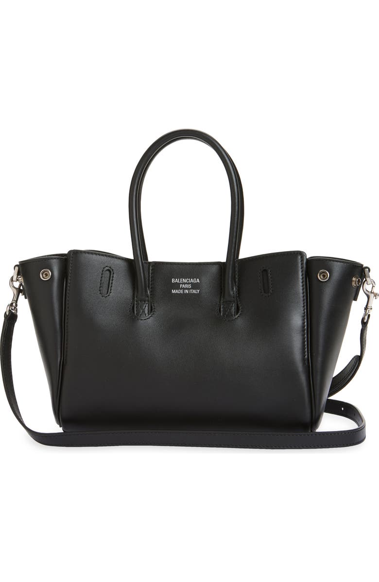 Balenciaga Small Bel Air Leather Carry All Bag, Alternate, color, 1000 Black