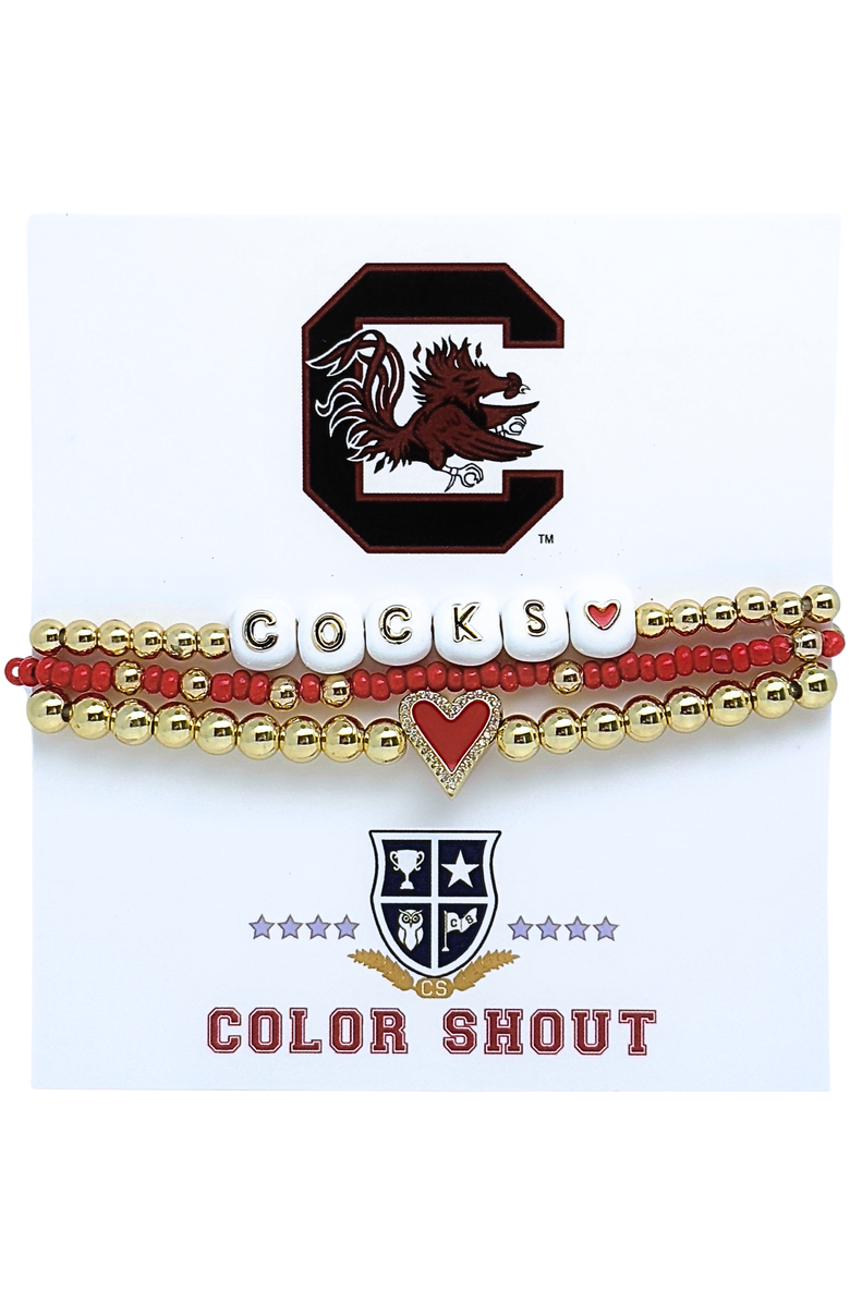Color Shout South Carolina Love My College Bracelet Stack, Main, color, Yellow Gold