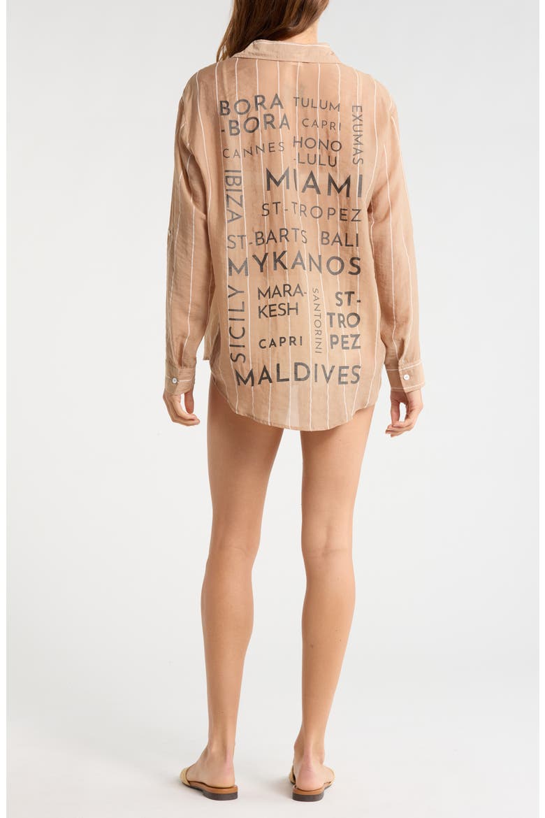 Stripe Button-Up Cover-Up Shirt, Alternate, color, TAN