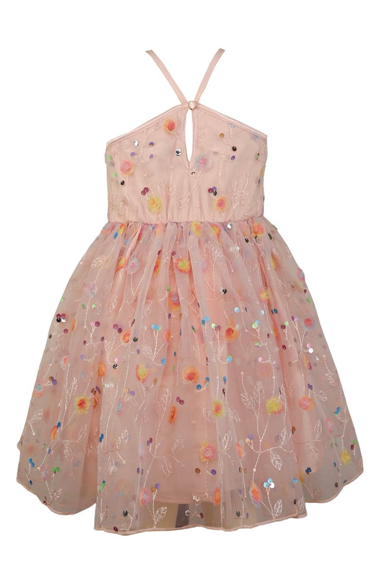 Zunie Kids' Embellished Soutache Flower Party Dress, Alternate, color, Blush Multi