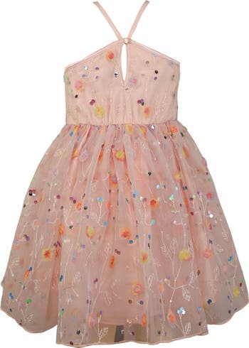 Kids' Embellished Soutache Flower Party Dress