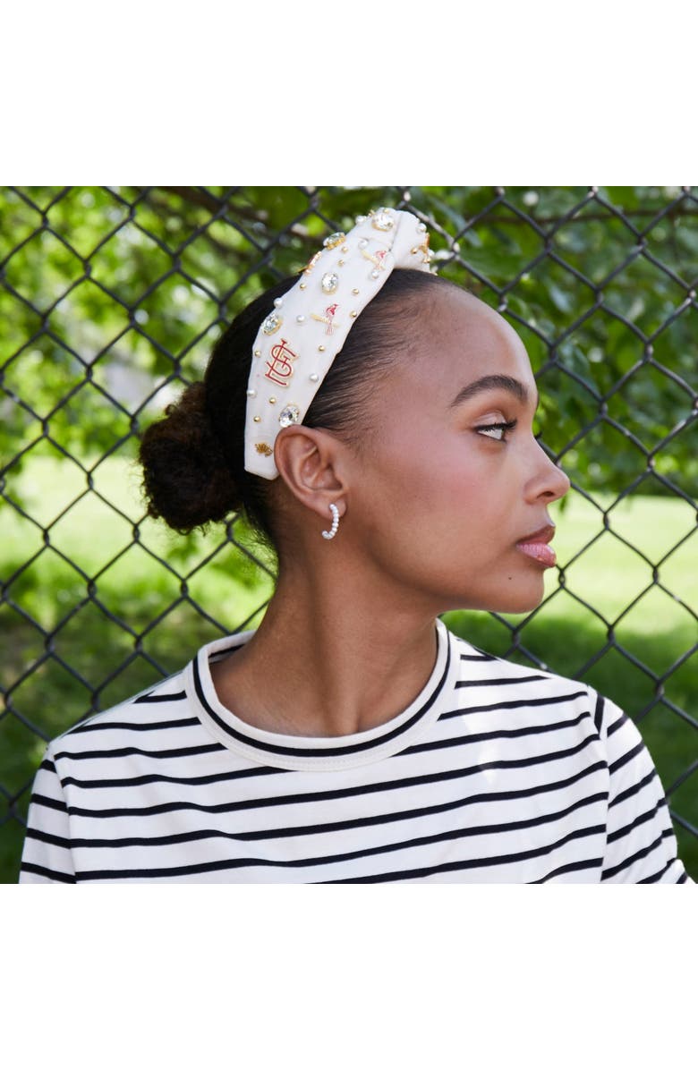 Lele Sadoughi MLB St.Louis Cardinals Embellished Headband, Alternate, color, Ivory 100