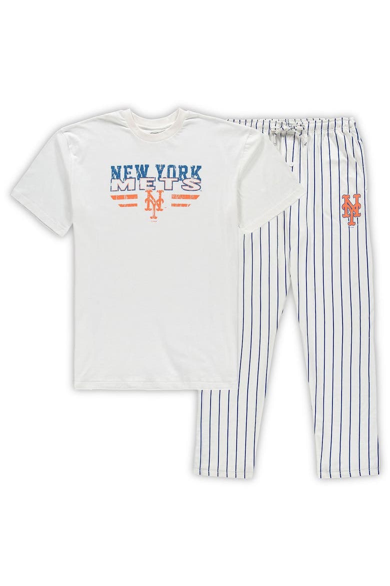 Men's Concepts Sport White/Royal New York Mets Big & Tall Pinstripe Sleep Set, Alternate, color, White