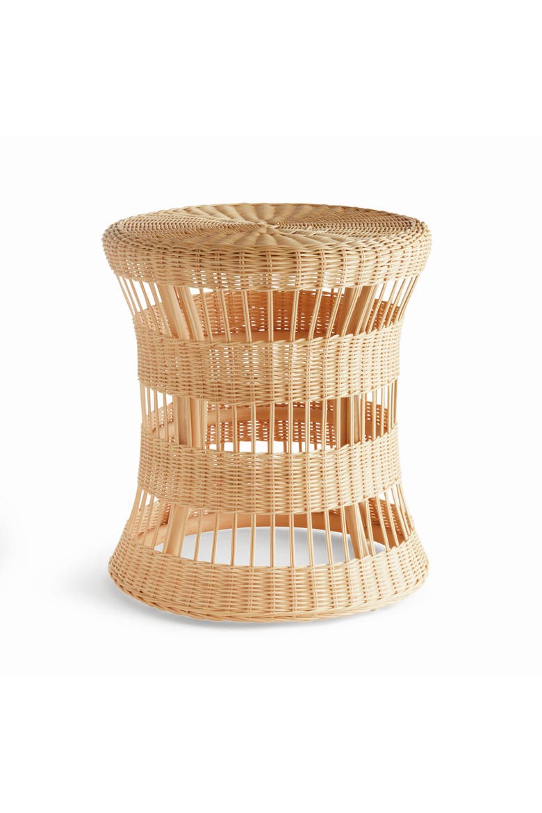 Ashton Natural Rattan Hourglass Shape Side Table 18" x 20", Main, color, Brown