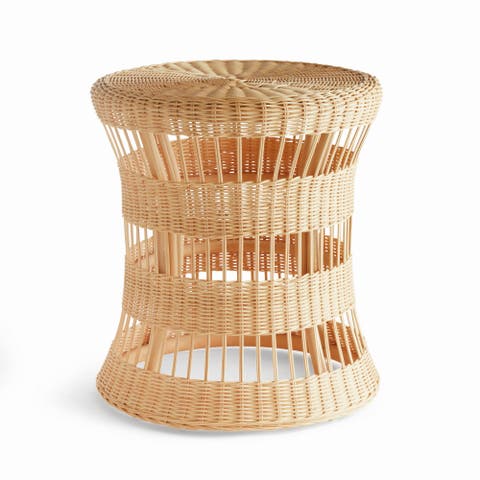 Ashton Natural Rattan Hourglass Shape Side Table 18" x 20"