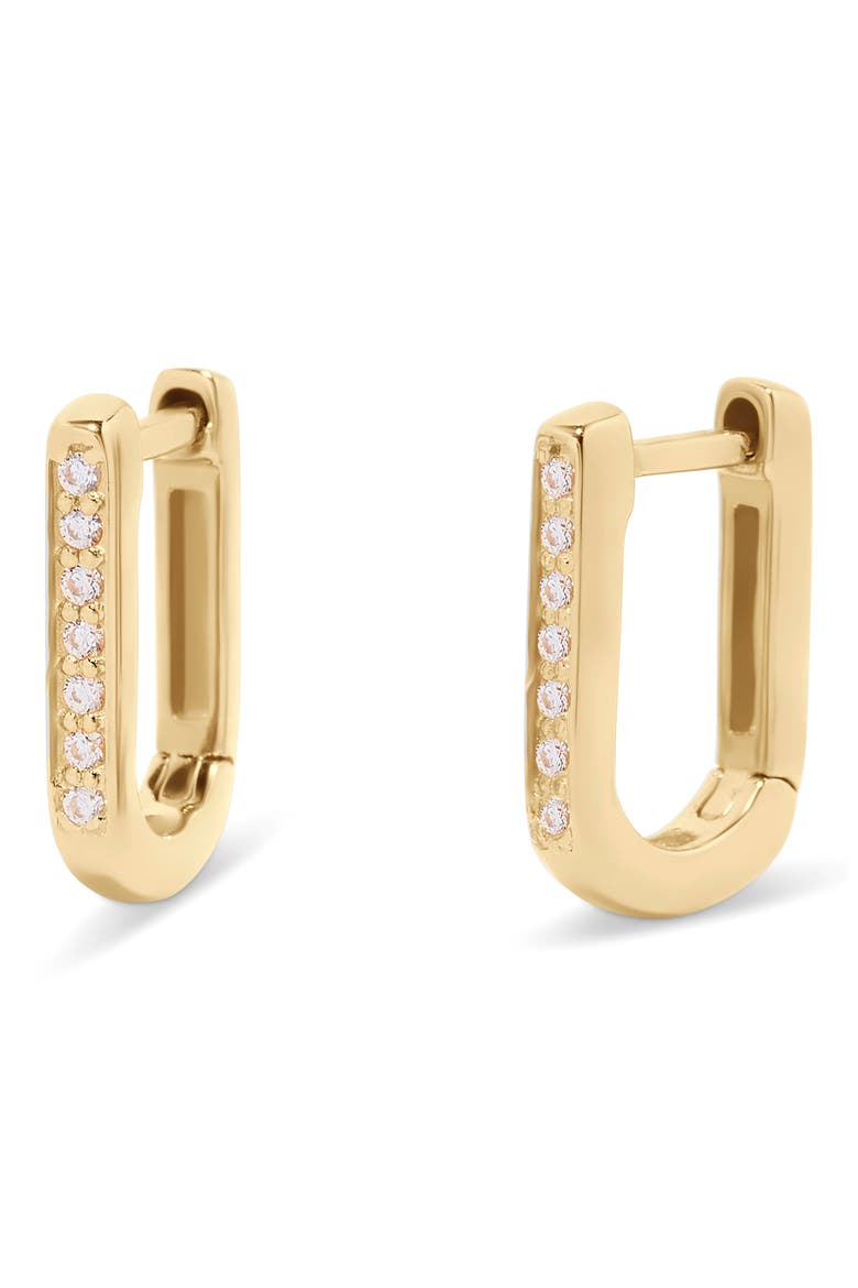 Nori Cubic Zirconia Squared Hoop Earrings, Main, color, GOLD